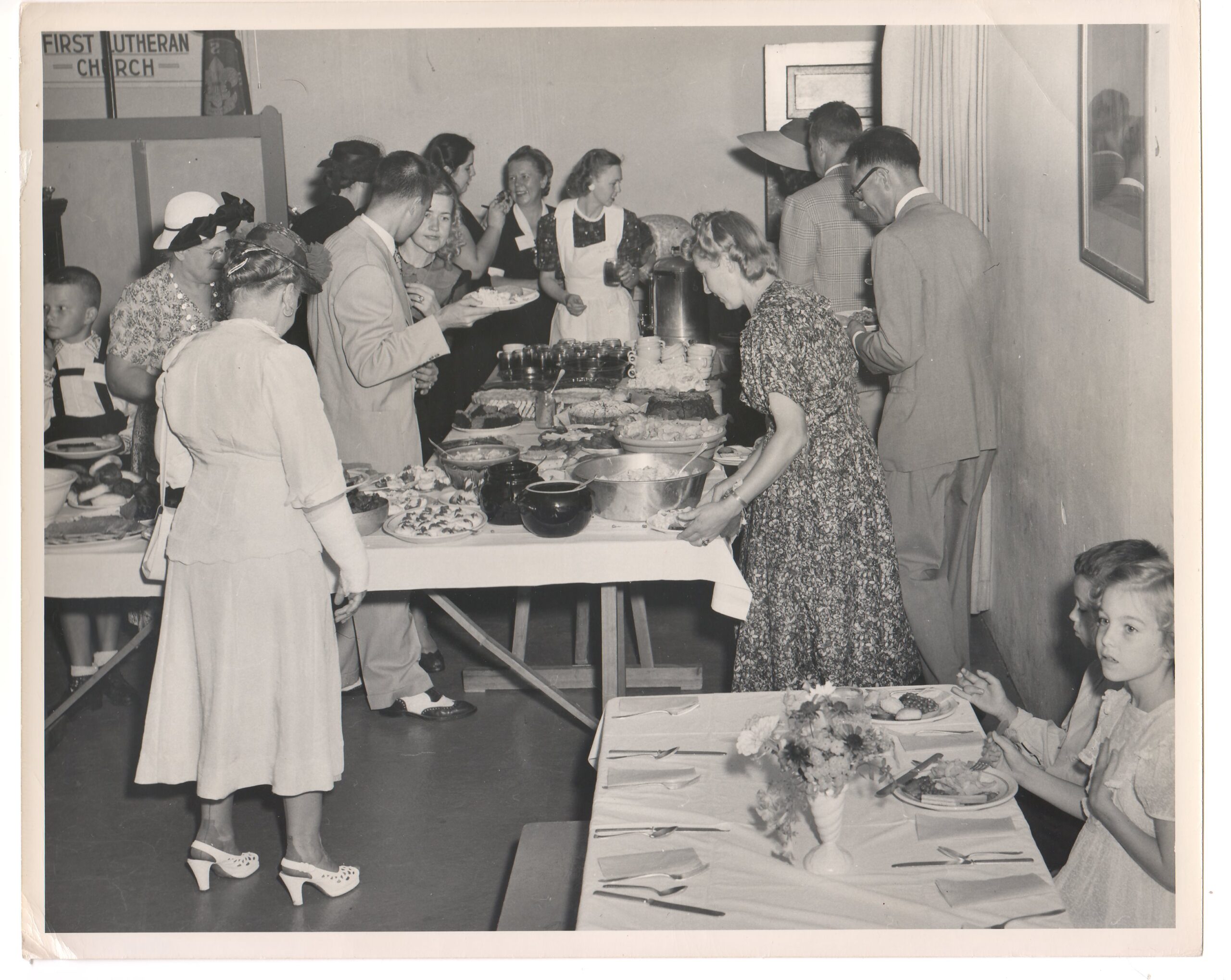 Festive meal at the Tulsa Latvian Evangelical Lutheran Church, 1950s.