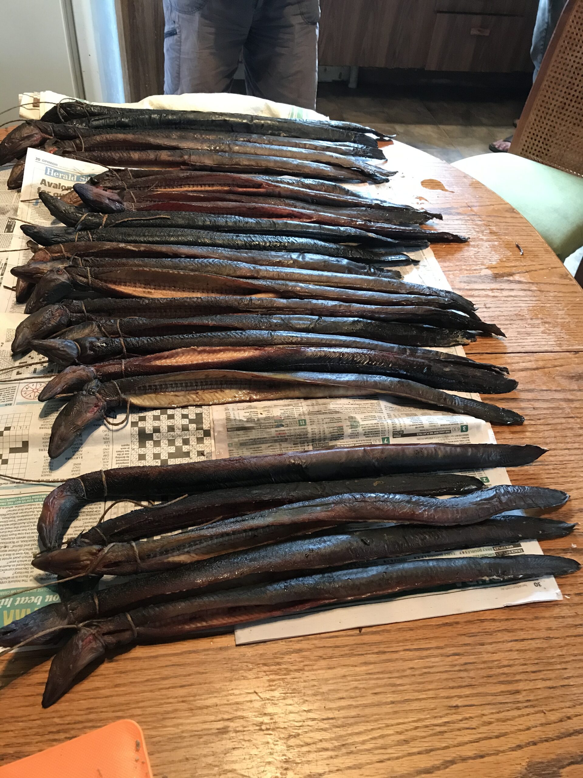 Smoked eels. 