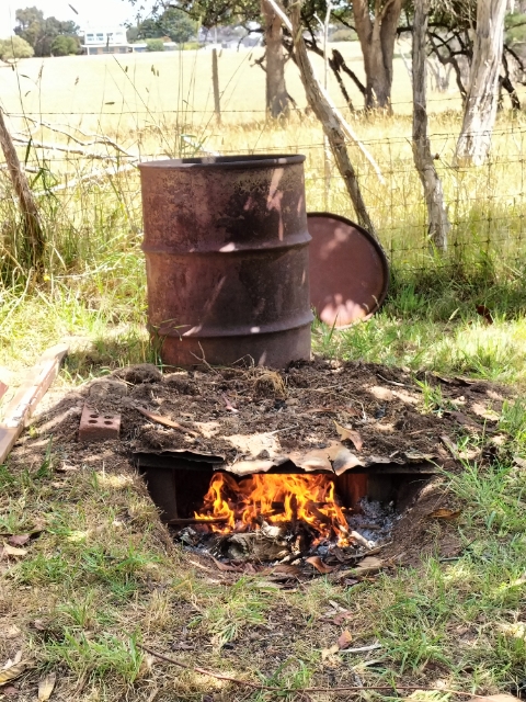 The barrel is being lit. 